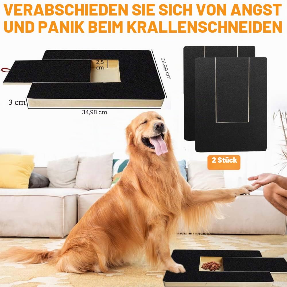 Krallenschleifer für Hunde mit Snack Box, Kratzbrett Hund mit 2 Ersatzblättern Schleifpapier, Hunde Nagelfeile für Nagelpflege Haustieren, Alternative Krallenschere Krallenschneider