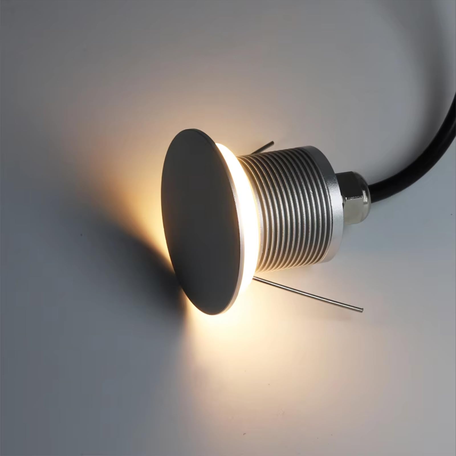 1W LED Wandleuchten Mit 230V/12V Trafo, IP67 Wasserdichte Außen/Innen Wandlampe, Einbauleuchte Treppenleuchte Mini Stufenleuchten Treppenlicht Für Stufen Treppen Fassade（Silber Warmweiß, 4 Stück）