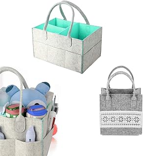 Nappy Caddy Organize,CHENKEE Organiseur de Couches Portable en Feutre Portable Baby Diaper Caddy Organizer Felt Nappy Storage Organizer Avec 1 sac à Main pour Changer les Couches et les nouveau-nés