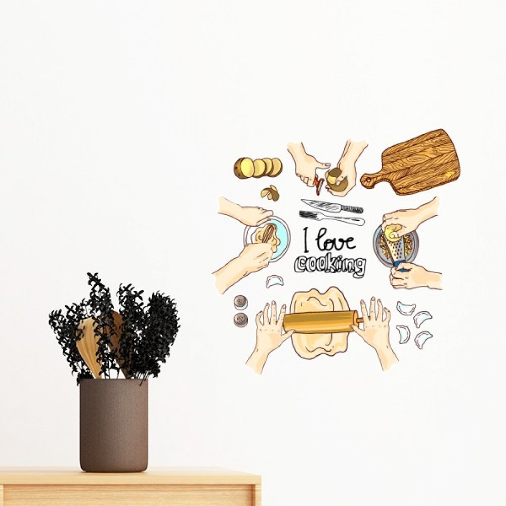 Quenelles de Pommes de Terre sticker mural J'aime la Cuisine déco 70cm