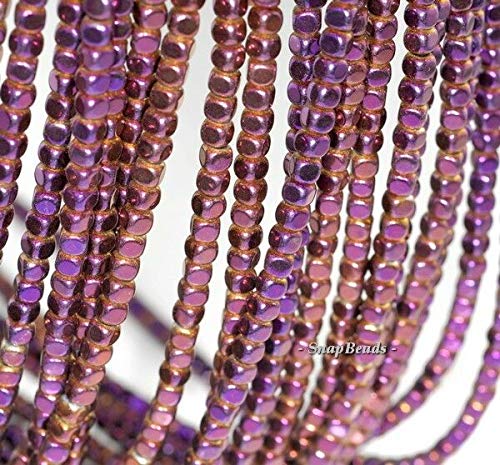 4X4MM Purple Hematite Gemstone ÿROUNDED CUBEÿ 4X4MM Loose Beads 15.5 BD-6498