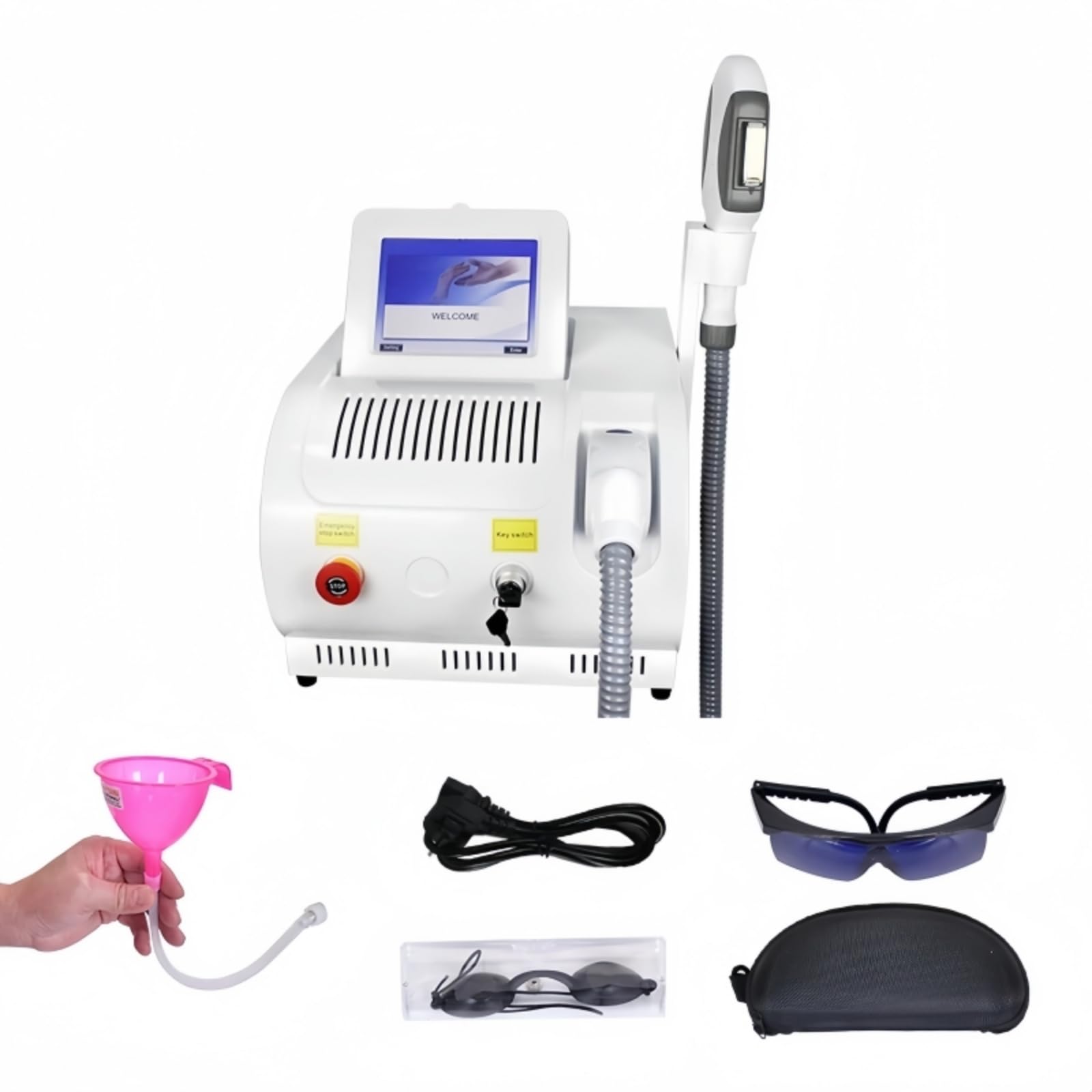 El equipo profesional de la máquina láser de depilación IPL ultraportátil del Salón de belleza es adecuado para el depilamiento permanente en el hogar y el Salón de belleza.