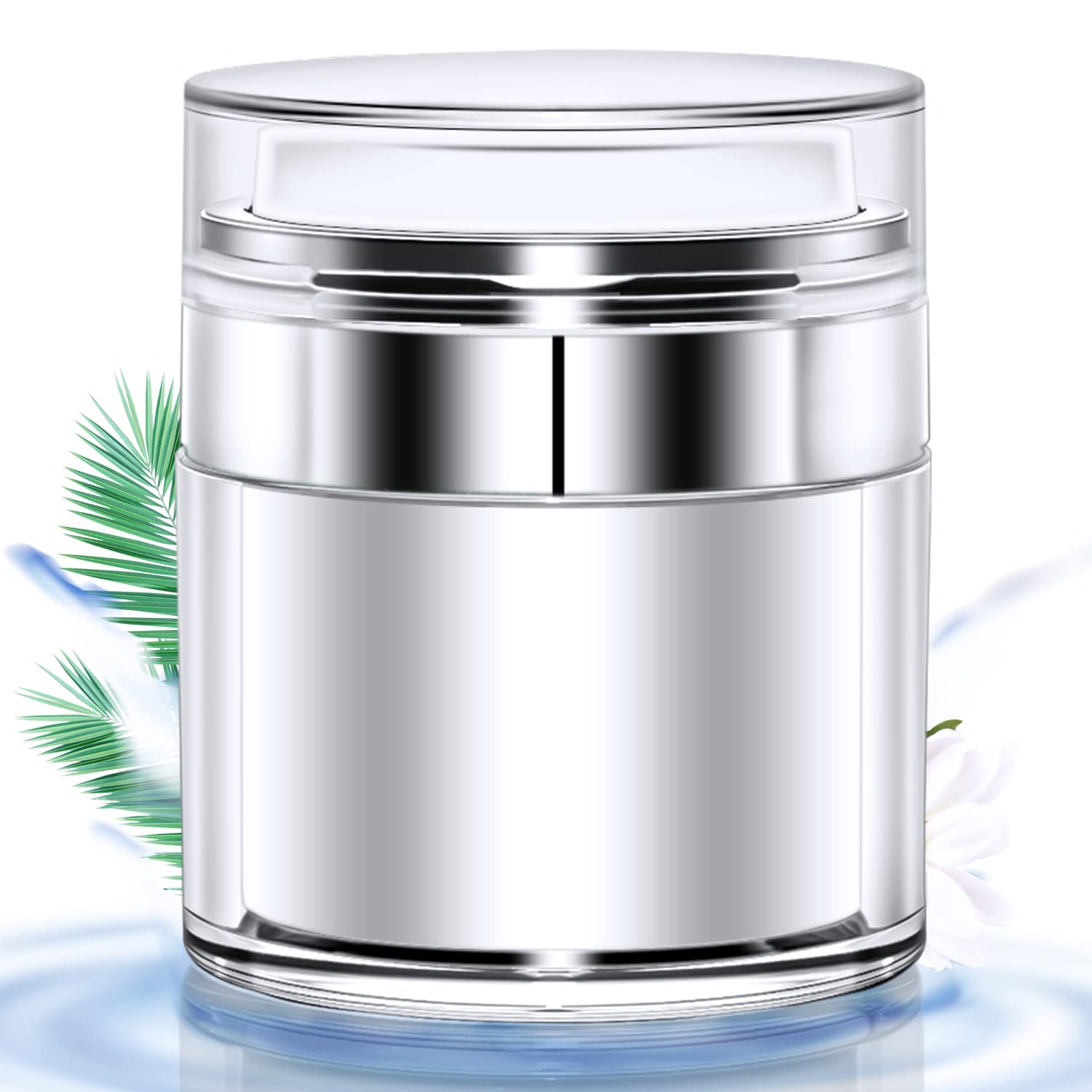 New Empty Airless Cosmetic Container – The Best Refillable Container for Creams, Gels & Lotions - Leak Proof BPA FREE Portable Travel Size Container, TSA Approved - The Best Cream Jar (1.7 oz)