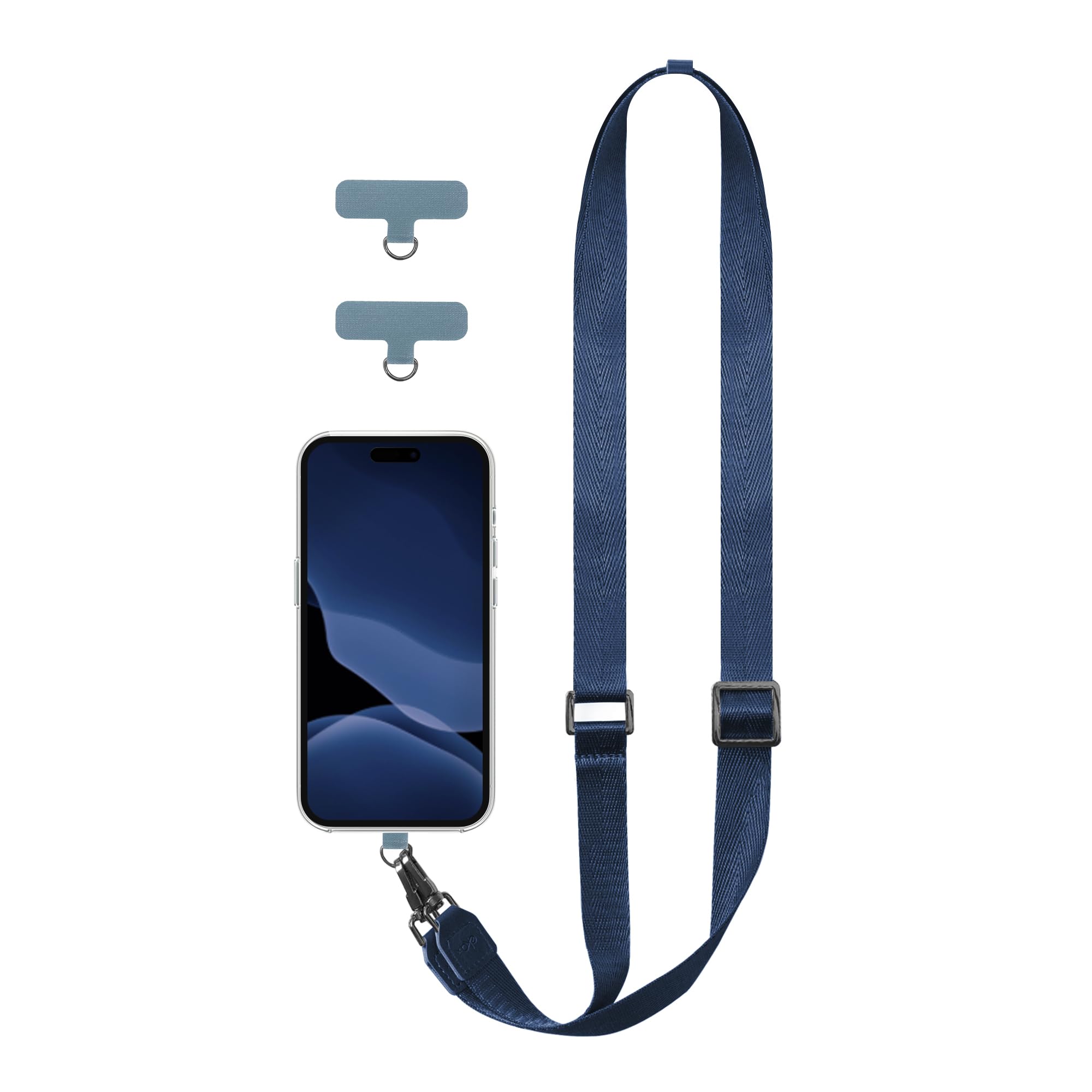 Ekax Royal Blue (2-Piece Clip Set) Adjustable Nylon Phone Lanyard With Pu Leather Patch, Detachable Crossbody Lanyard, For Most Smartphones Cases, Keychain, Camera, Multi-Use Strap (Royal Blue (2-Piece Clip Set))