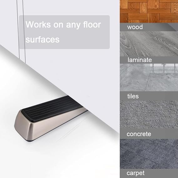 Heavy Duty Door Stopper Wedge for Any Door and Floor Wall Protectors,Brushed Nickel