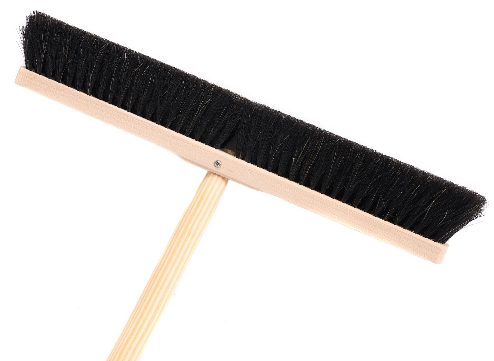 BawiTec Roßhaarbesen, weiche Naturhaar-Rosshaar-Borsten, Besen Breite 50cm, mit Stielloch und Stiel 140cm Lang, Saalbesen Kehrbesen für empfindliche Böden, für Innen, Innenbereich (Größe 50/140cm)