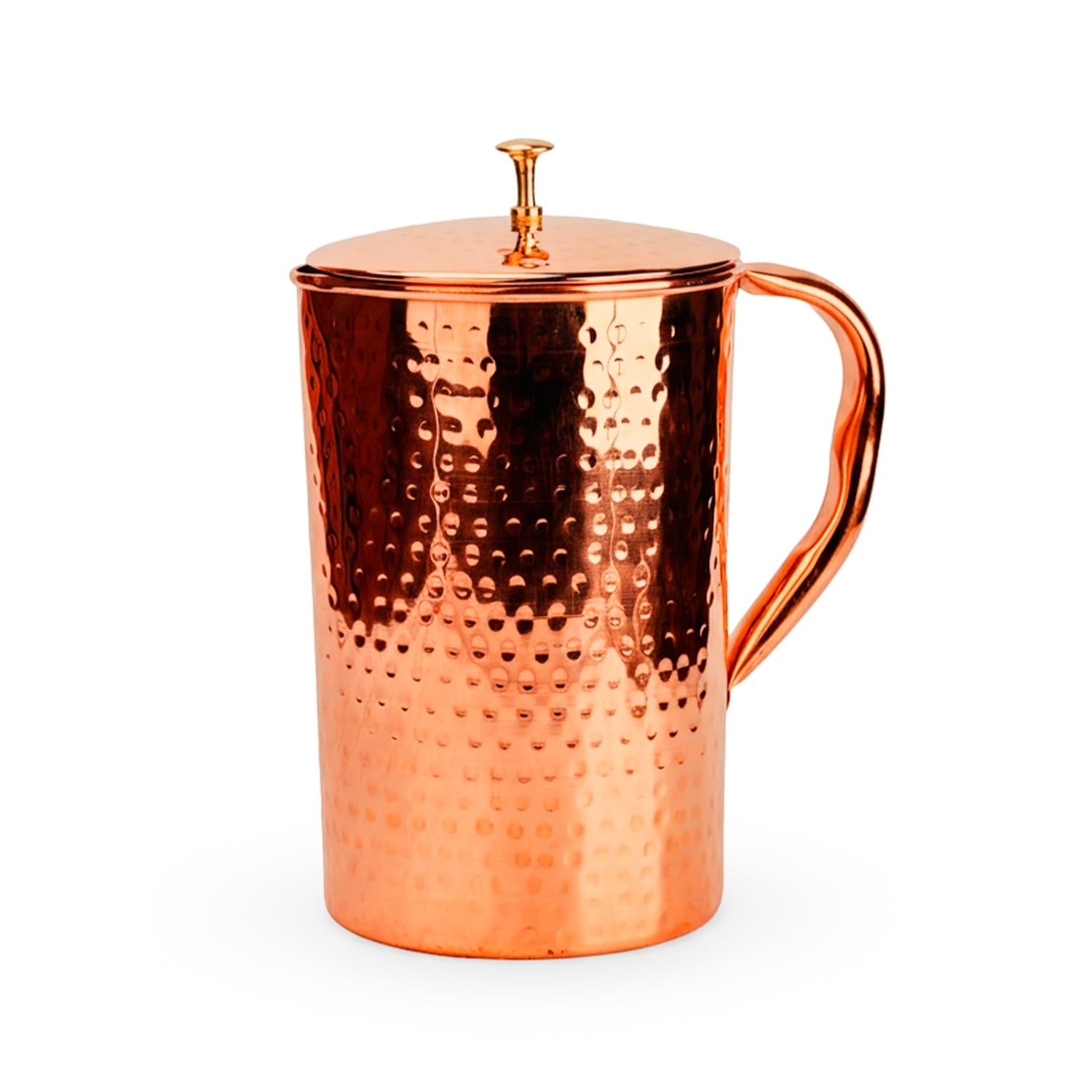 Jarra de cobre puro con tapa, jarra grande de agua de cobre para el hogar, hoteles y restaurantes (Hammered 1600 ml)