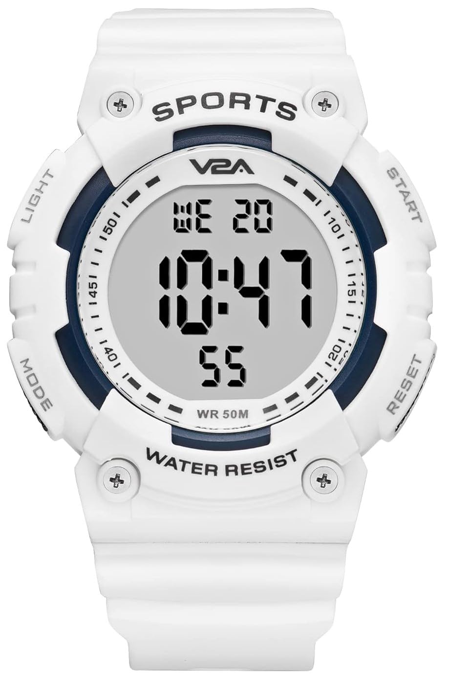 V2A Resin Digital 5Atm Waterproof Classic White Dial Sports Watch For Men And Boys | Automatic Watch For Men | Men Watch | Watch For Men | Wrist Watch For Men | Men Watch | Watch, White Band (B0B3Z18V23) Amazon Price History, Amazon Price Tracker
