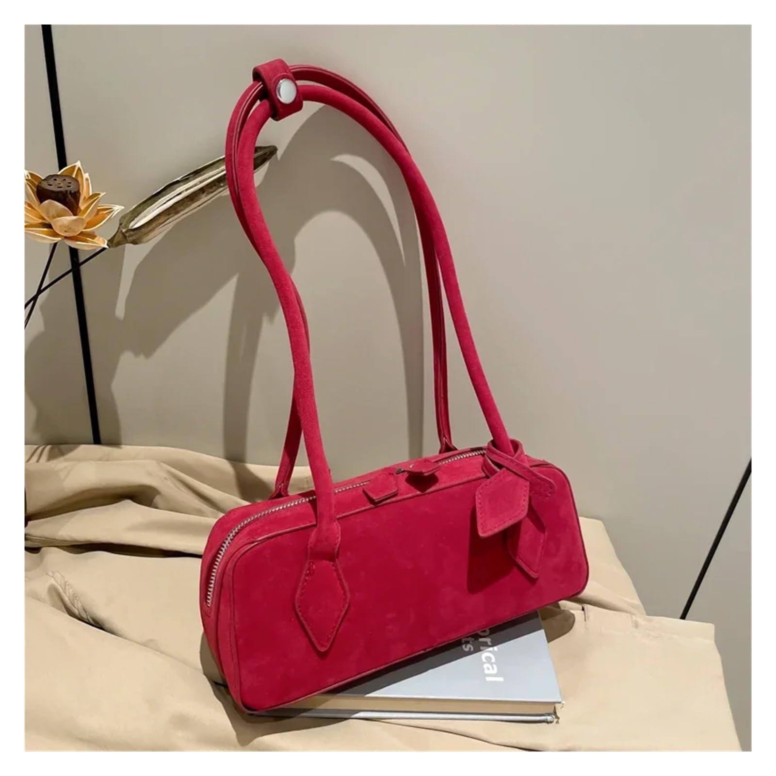 Bolso bandolera PU Zipper Solid Color Bowling Shoulder Bags Simple Tote Women's Bag Cute Underarm