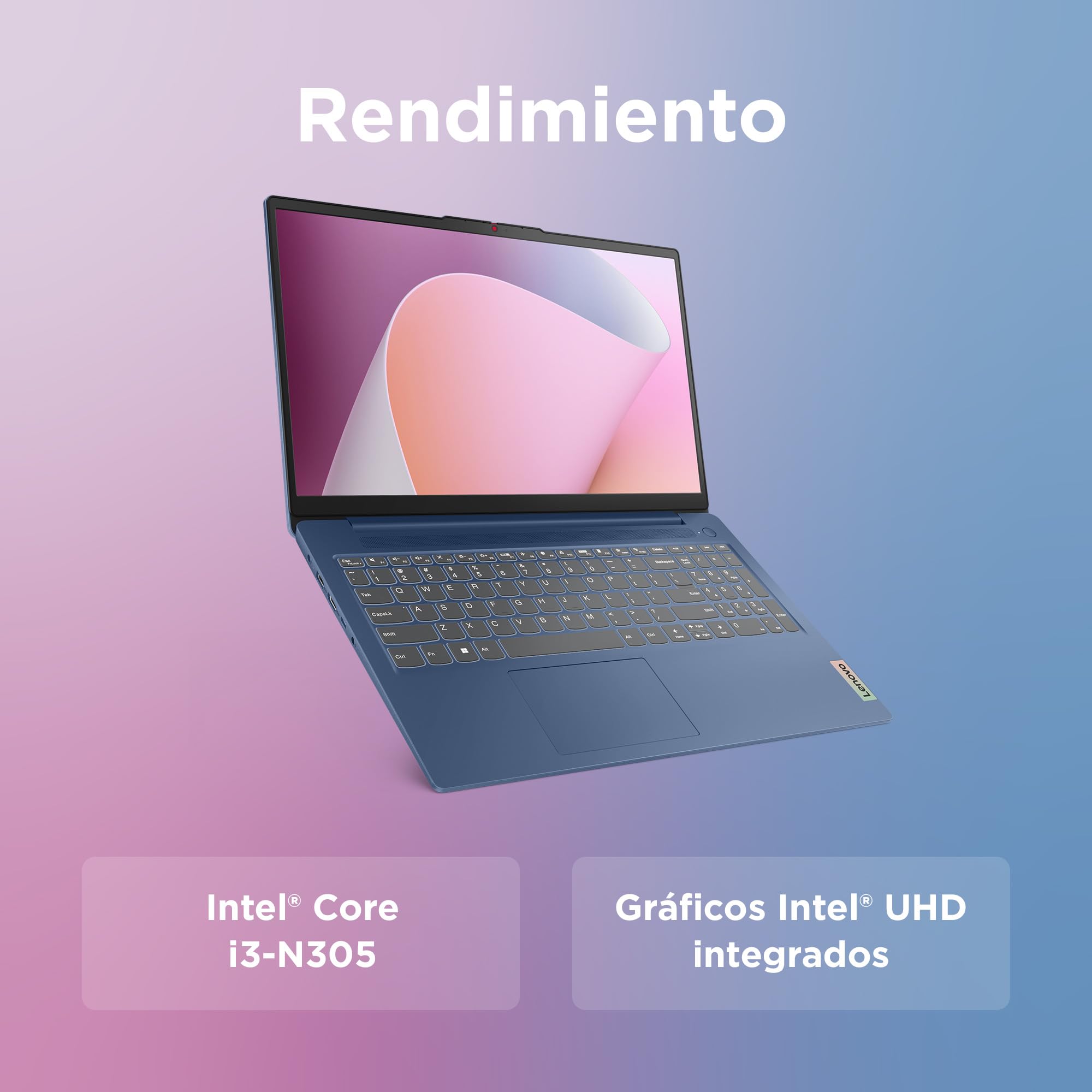 Lenovo IdeaPad Slim 3 Gen 8 – Ordenador Portátil 15.6'' FHD (Intel Core i3-N305, Intel UHD Graphics, 8 GB RAM, 256 GB SSD, Wi-Fi 6, Win 11 Home, Office Trial) Teclado QWERTY Español - Azul Abismo
