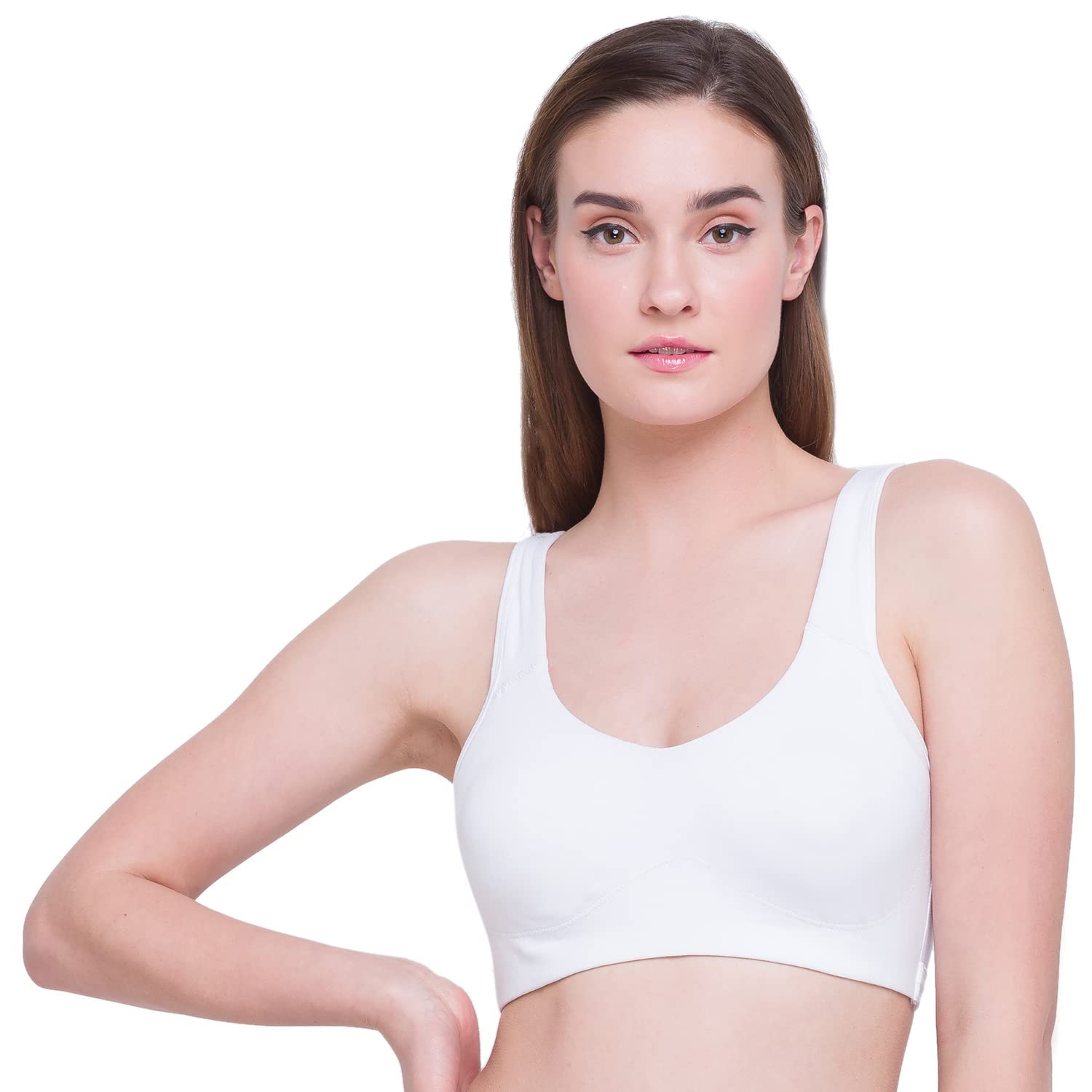 Women's Cotton Everyday Solid Non-Wired Bra - Removable Padding for Customisation, Best for Gym, Yoga, Jogging (XL, White)-image-15