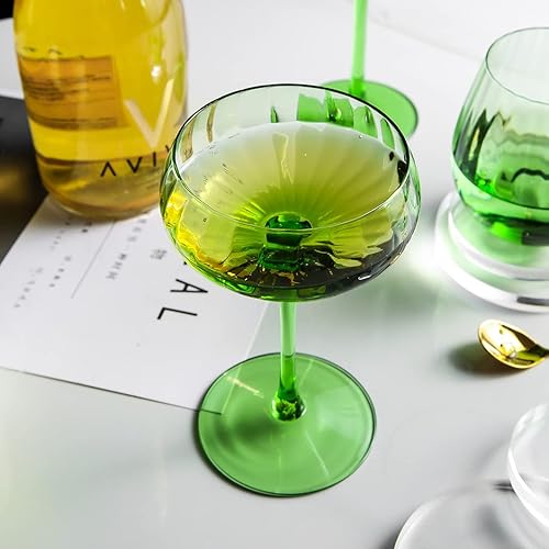 Miniatura 4 de 1 paquete de vasos de cóctel Coupé acanalados de 8.1 onzas, vasos clásicos de Manhattan para cócteles, champán, copas onduladas, cristalería con