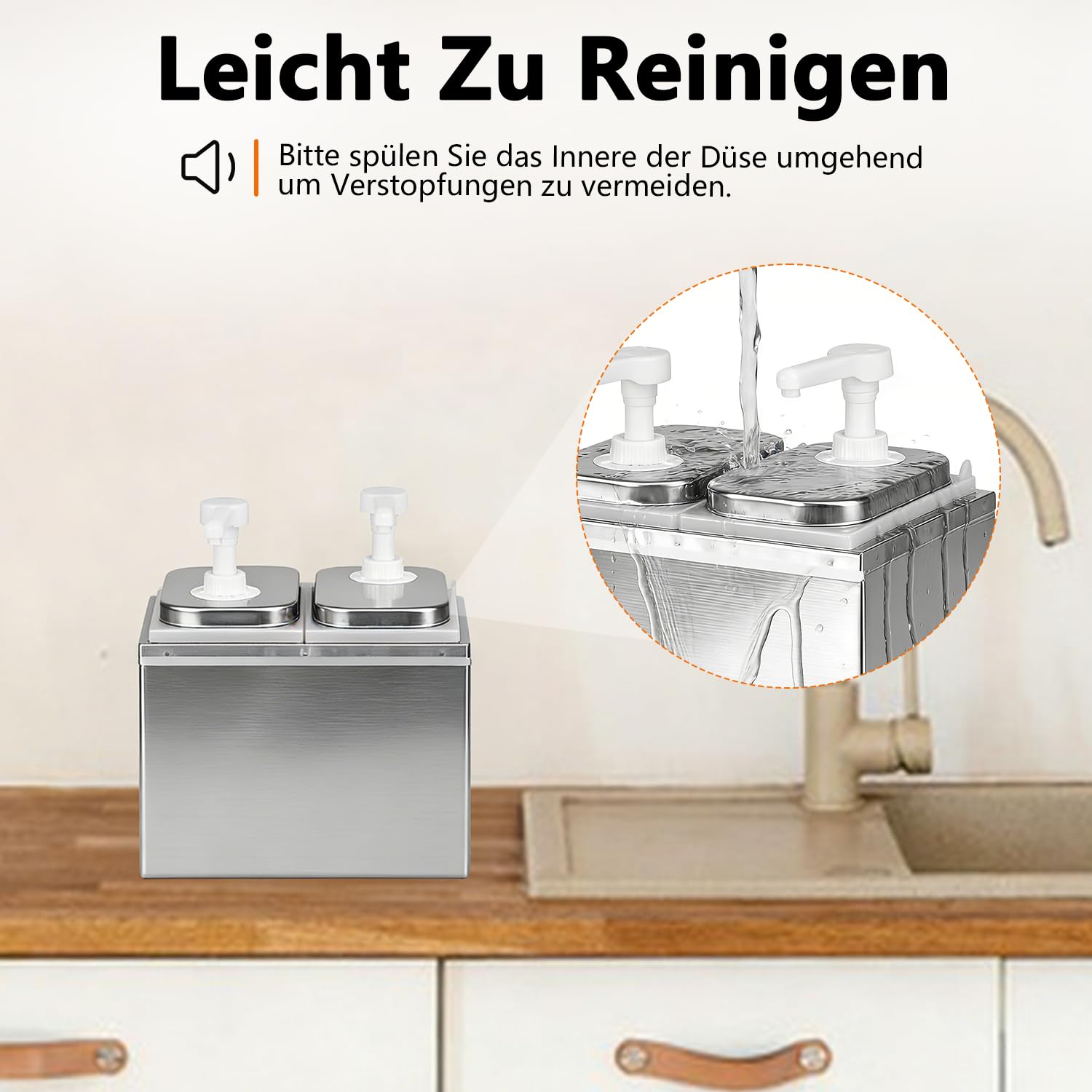 Dosatore per salse da 4 l, con 2 teste di pompa, in acciaio inox, 30 ml per pompa, 2 dosatori da 2 l, per ketchup, maiono, miele, gastro