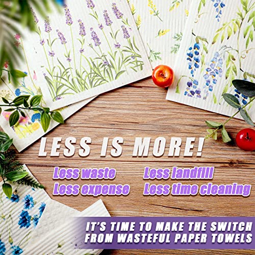 Remagr Swedish Kitchen Dish Towels Wildflowers Kitchen Cloths Reusable Sponge Cleaning Cloths Absorbent Dish Cloth Quick Drying Washable Cleaning Wipes No Odor Hand Towel (12) #TOP3