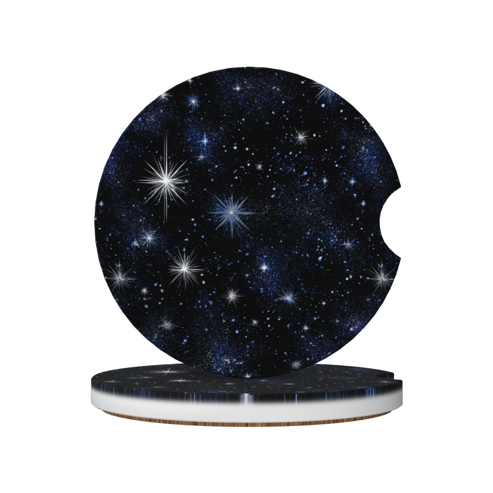 Metallic Silver Stars Ceramic Coasters,2pcs