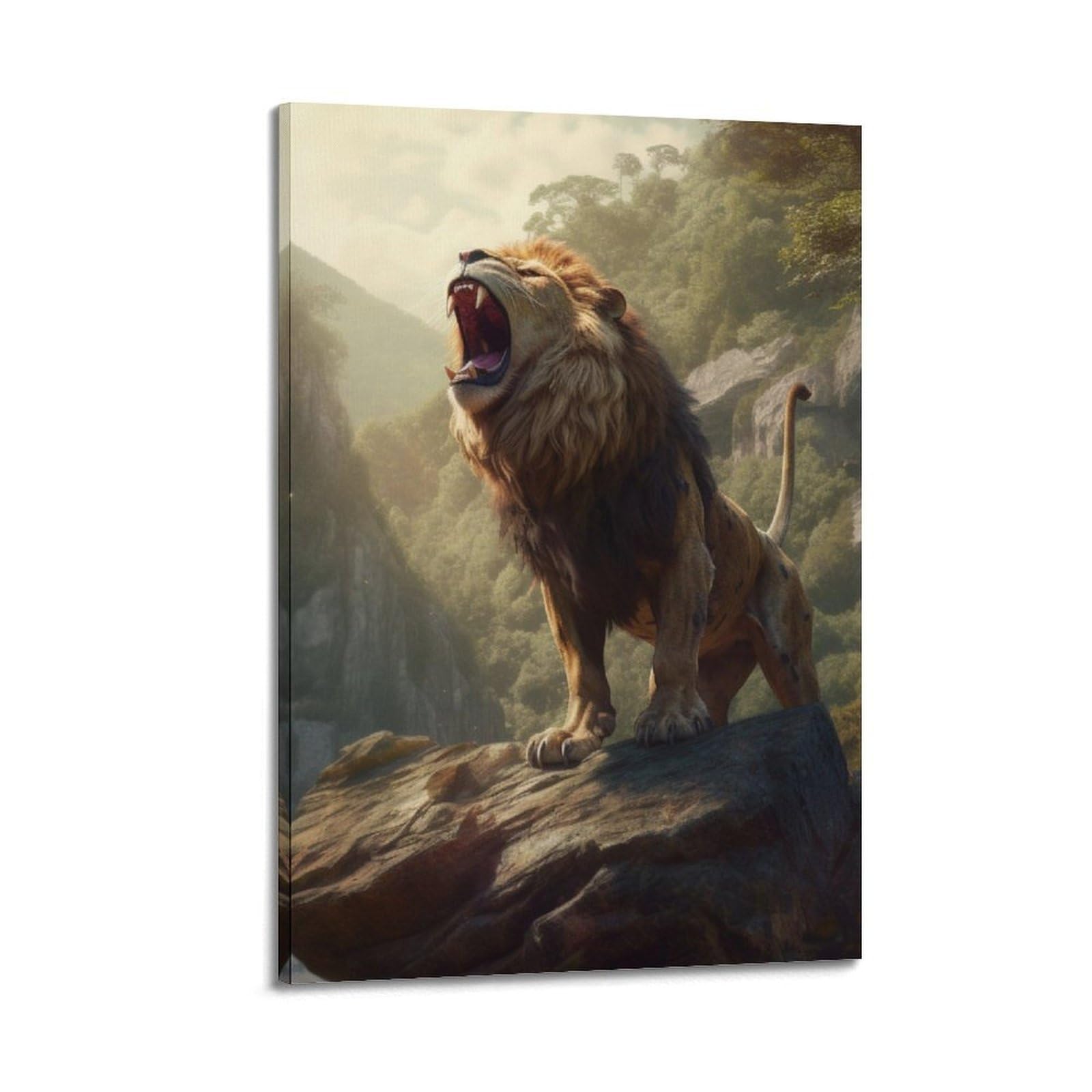 ZSZWHJ Wildlife Poster The Lion's Roar Poster Decorative Painting Canvas Wall Posters And Art Picture Print Modern Family Bedroom Decor Posters 20x30inch(50x75cm)