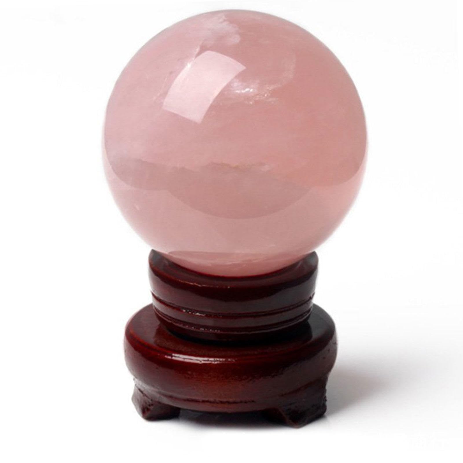 ICXLPMC Crystal Sphere Rose Quartz Rare Protective Power Stone Ball for Decoration, Feng Shui, Hand-Made,2.4"