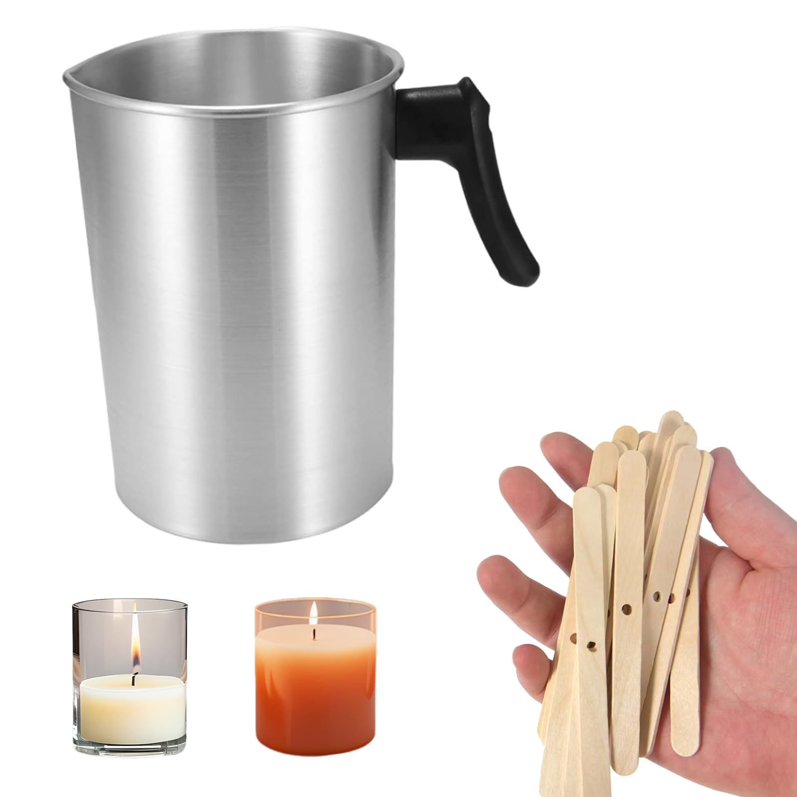 Omevett 3L Metal Pouring Jug for Wax, Wax Melter for Candle Making, Candle Making Pot, Candle Making Kits for Adults Beginners, Candle Wax Jug High Volume for Candle and Soap Making DIY Crafts