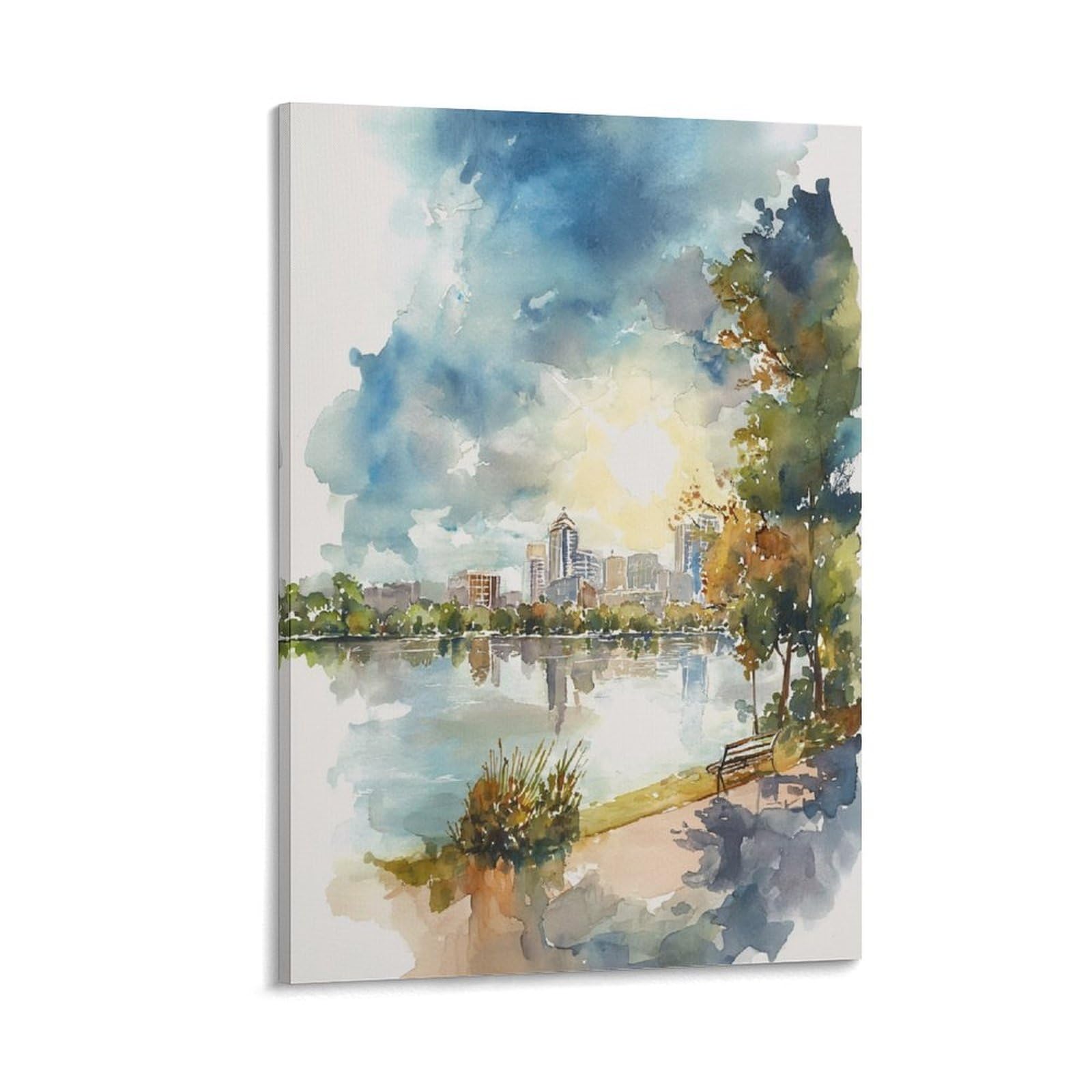XWYMXZ Orlando City Florida 20x30inch(50x75cm) Vintage Travel Poster Watercolor Canvas Art