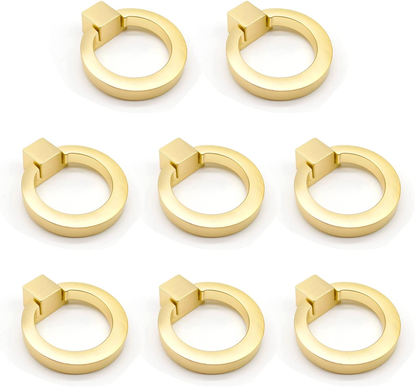 Brushed Gold Cabinet Ring Pulls, Brass Furniture Drawer Pulls Hardware Cabinet Ring Kitchen Drawer Handles Rings