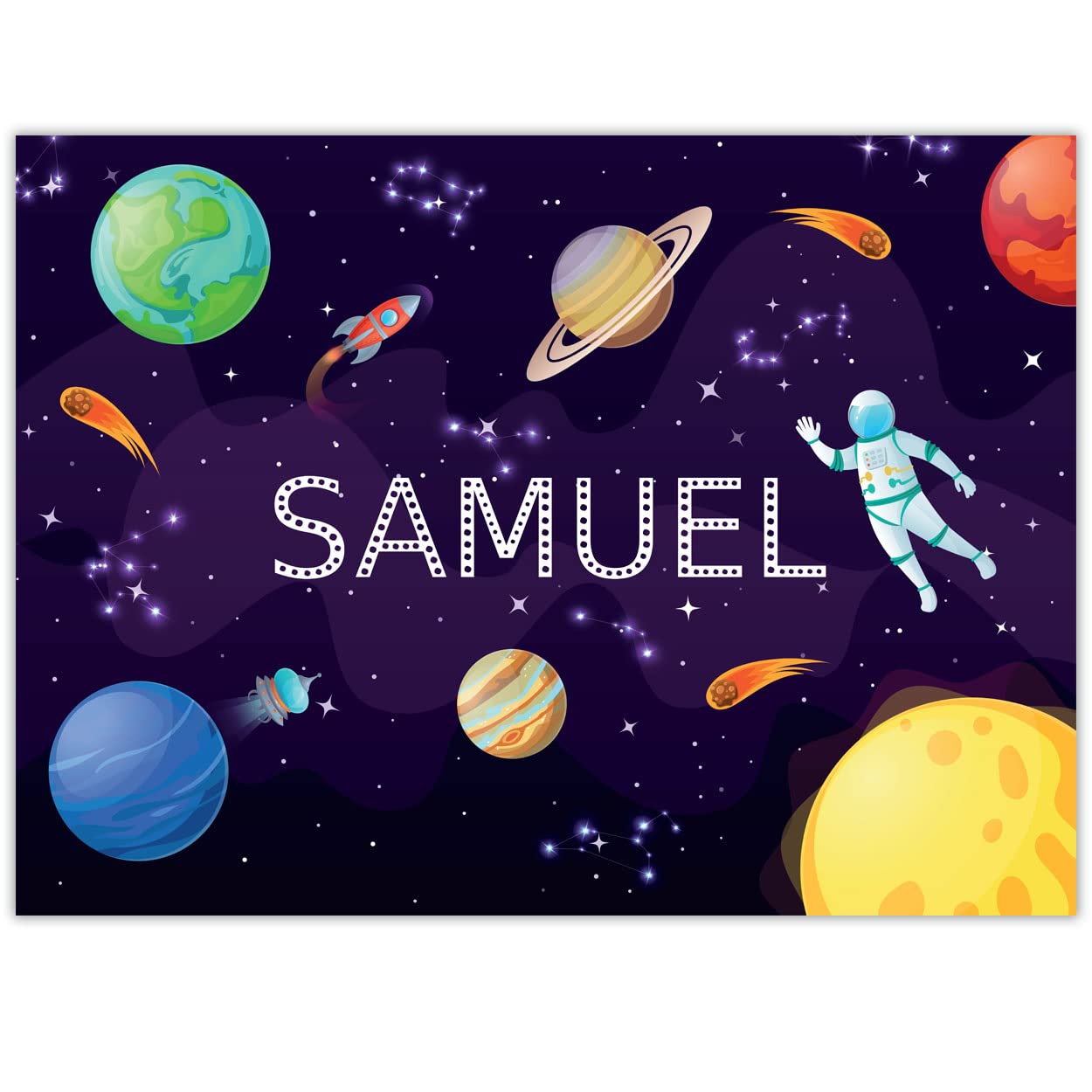 Paper Themes Girls Out In Space Personalised Messy Mat Plastic Table Cloth Wipe Clean Protect Your Table And Floor From Spills And Accidents ((L) 110 X 75 Cm, )
