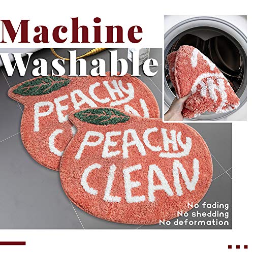 Rora Peach Bath Mat Peachy Clean Bath Mats For Bathroom Non Slip Coral Pink Bathroom Rugs Washable Bathtub Mat Toilet Rug(25.2"X20.5") #TOP4