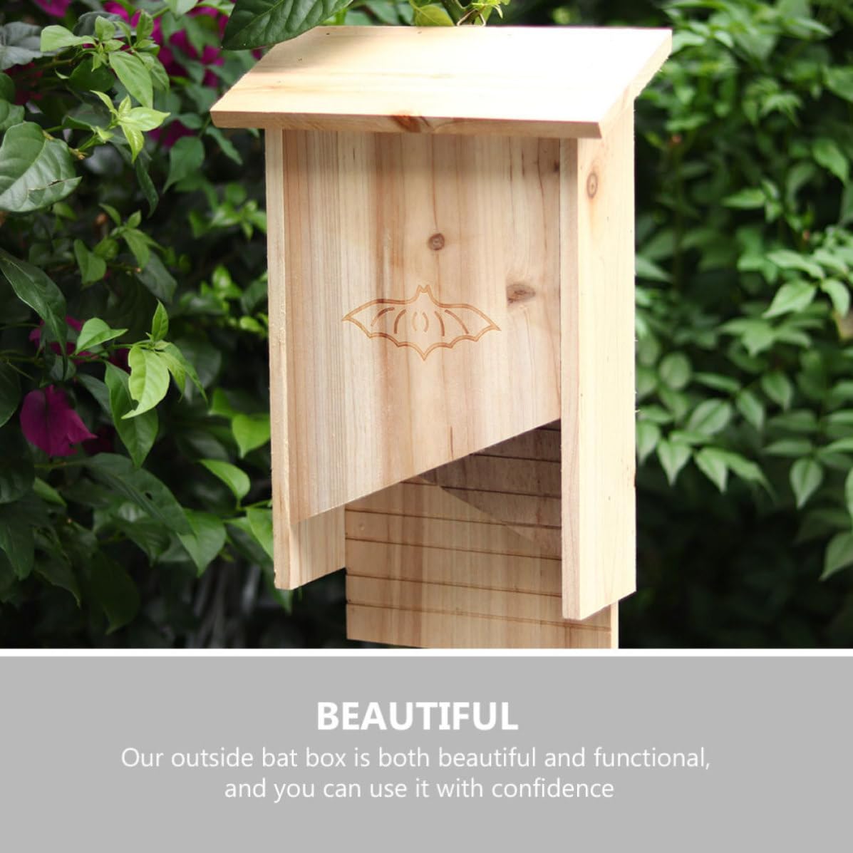 Casa per Pipistrelli in Legno per Cortile, Rifugio Esterno Beige