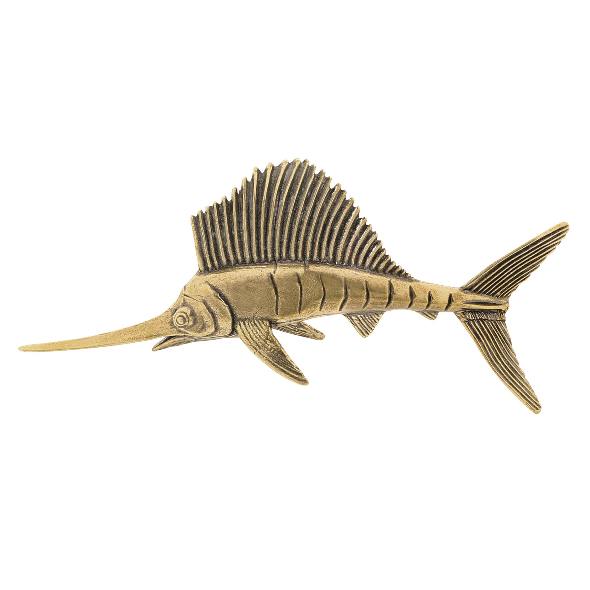 NGDFGR Brass Marine Animal Flat-Finned Swordfish Miniature Statue,Metal Realistic Deep-Sea Fish Sculpture Desktop Ornament Home Bonsai Micro Landscape Decr Accessories