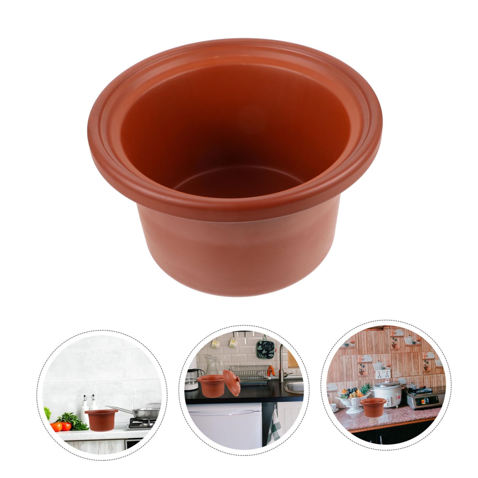 MAGICLULU Slow Cooker Liner Ceramic Casserole Inner Pot Brown Clay Pot Liner 4.5l Capacity Multi-function Cooker Insert