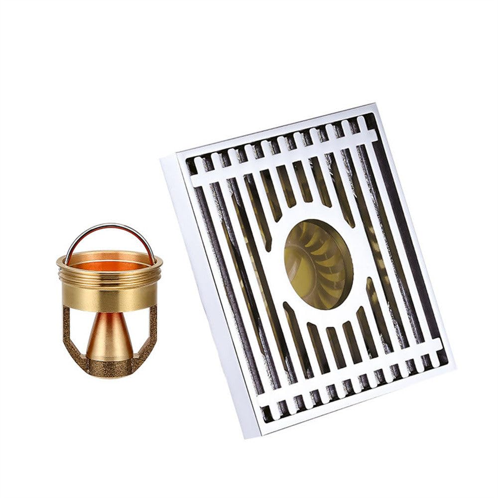 Desagüe de Suelo de Cobre antiolor, desagüe de Suelo de Cobre antiolor, desagüe de Suelo Universal para baño, Color Crema, Gris Pistola, Doble Uso, 10 x 10 cm,Chrome-Plated Dual Use-10 * 1