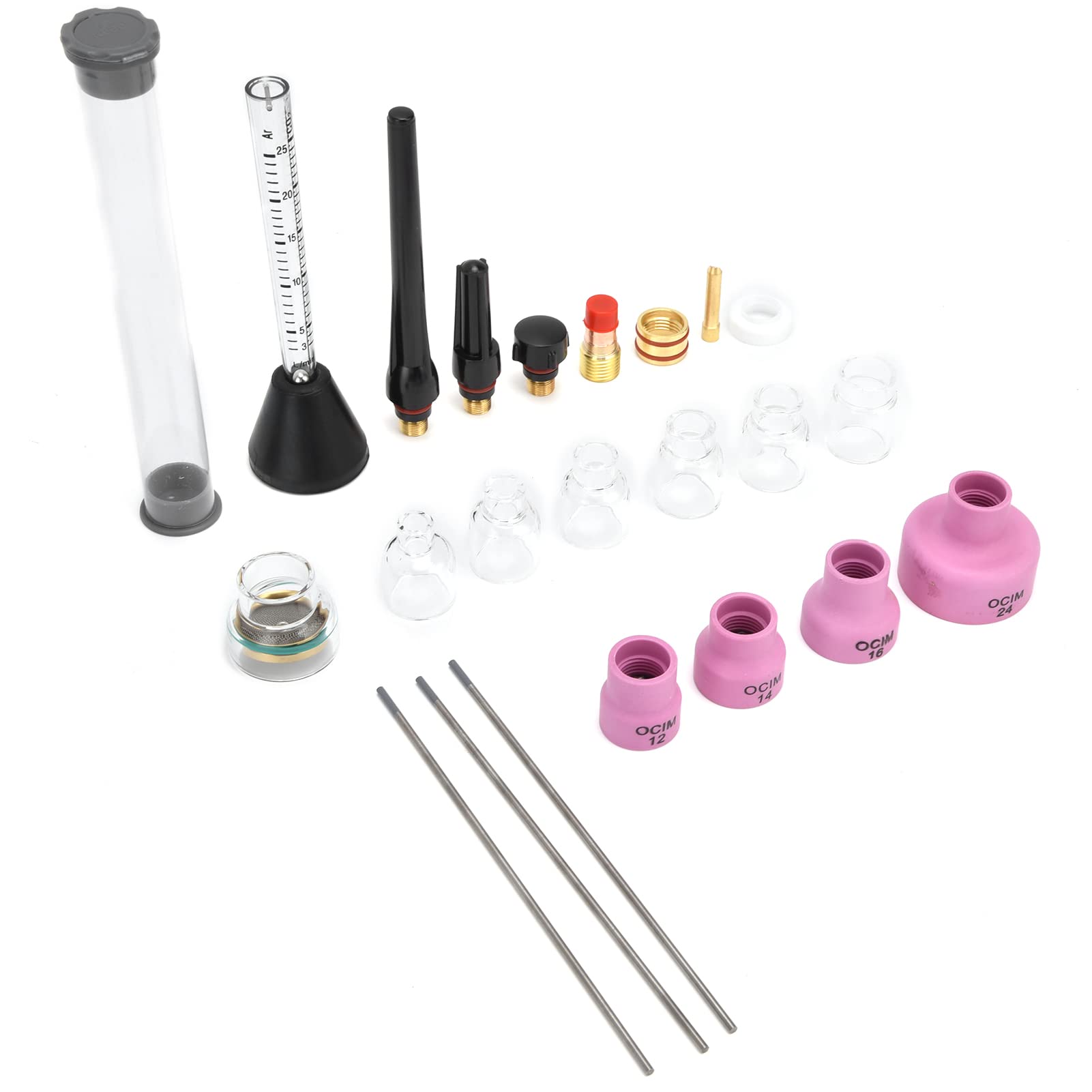 Kit de boquilla de soldadura de de argon Medero de flujo de gas de tungsteno Anillo de sellado de aguja de tungsteno 2.4 mm para WP - 17/18/26