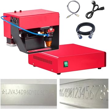 Metal Marking Engrave Machine, Pneumatic Dot Peen Marking Machine, Portable Peen Printing Machine for VIN Code Frame Chassis Number, Depth 0.01-1mm TypeF