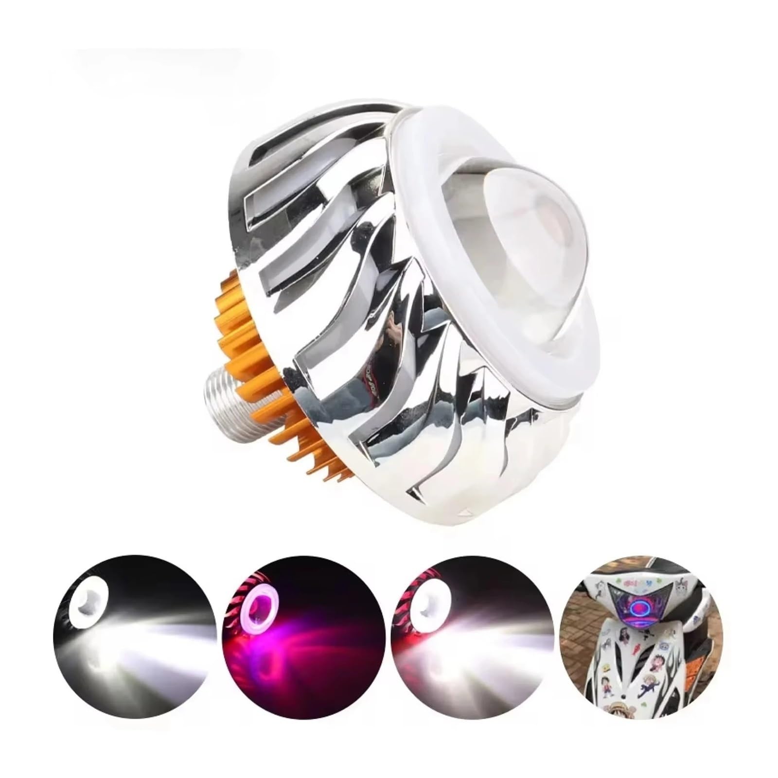 Per Faro Moto Doppio LED Lente Per Proiettore Fascio Alto/basso Faretto Stroboscopico DRL Lampada Alogena 1 Pz Fanale Anteriore Moto