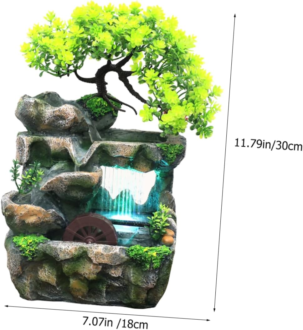 Modern Desk Water Fountain Zen Decor Small Water Feature Realistic Waterfall Mini Tabletop