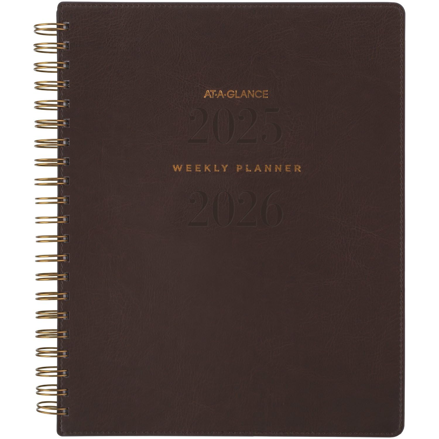 AT-A-GLANCE Agenda accademica 2025-2026, settimanale e mensile, 20,5 x 28 cm, grande, con linguette mensili, copertina flessibile, collezione Signature, marrone (YP905A09)
