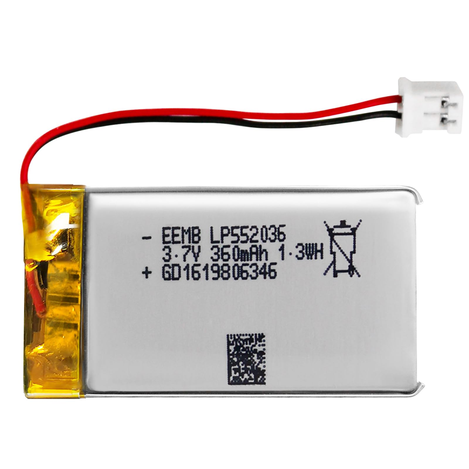 EEMB 3.7V 360mAh 552036 Bateria Lipo ładowalny litowy polimerowy ze złączem JST - Upewnij się, że polaryzacja urządzenia pasuje do akumulatora przed zakupem!!!