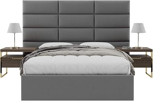 Miniatura 117 de Vänt - Paneles tapizados de cabecera para montar en la pared, diseño Isabelle, 60 x 23 pulgadas, configuración de 4 paneles individuales,