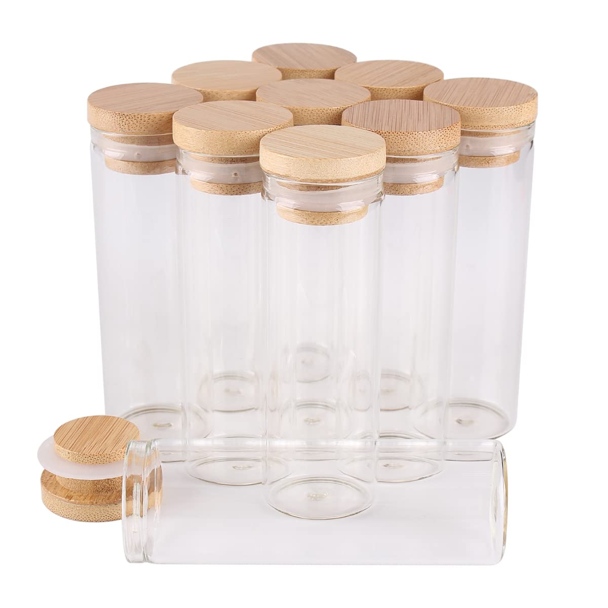 SYLALE 24 pièces 45 ml 30 * 90 mm Tubes à essai avec bouchons en bambou Bocaux en verre Flacons en verre Souhaitant Bolttes Souhait Bouteille for mariage Artisanat Cadeau