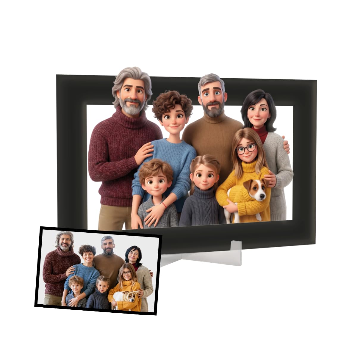 DEREGALOOS Marco Personalizado con Foto Estilo Animación 3D. Cuadro Artístico para Día de la Madre, Dia del Padre. Foto con Arte de Película. Regalo Original para Pareja, Familia — view 2
