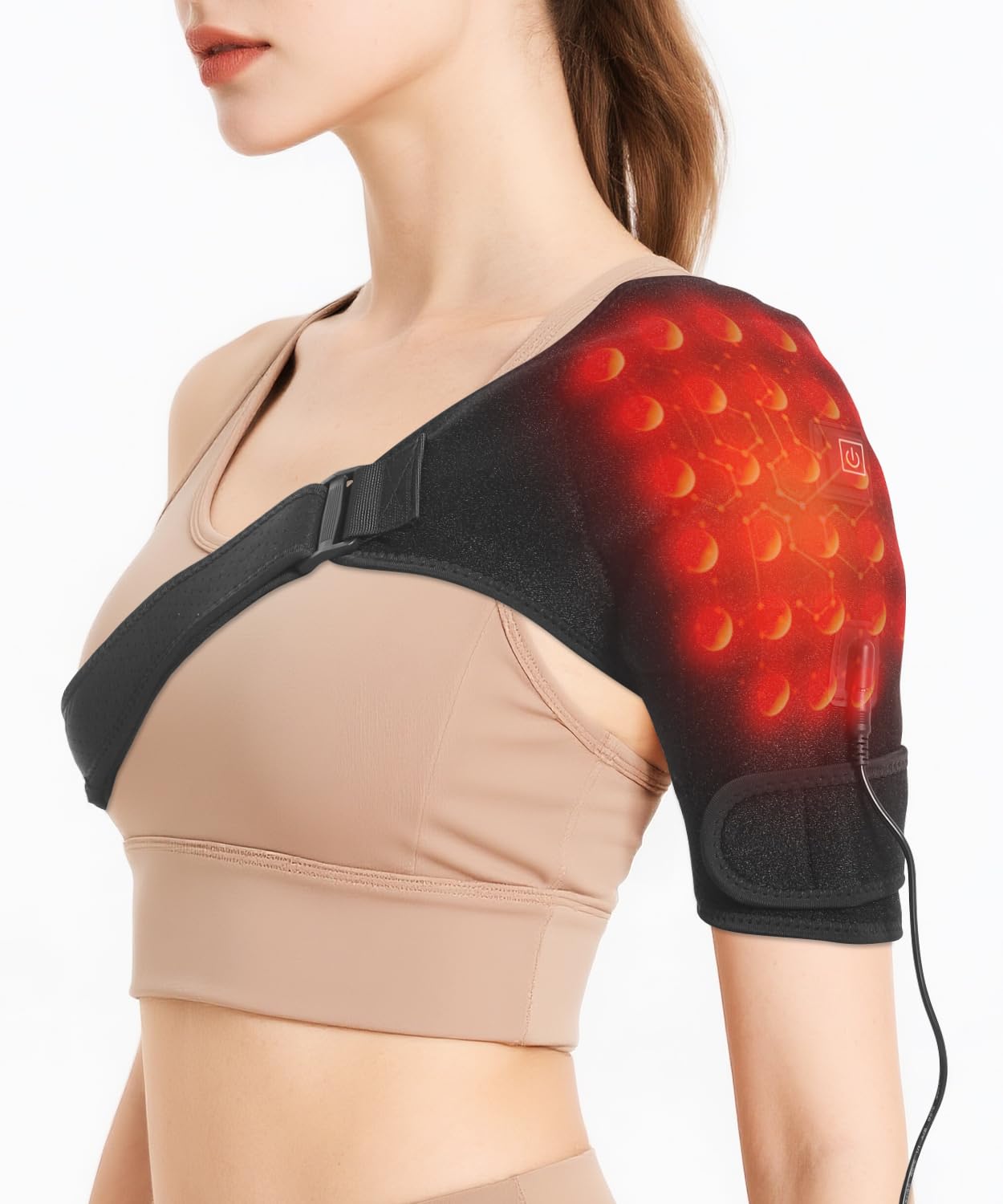 Shoulder Heating Pads for Pain Relief - Jade Stone Heated Shoulder Wrap with 3 Temperature Settings Ideal for