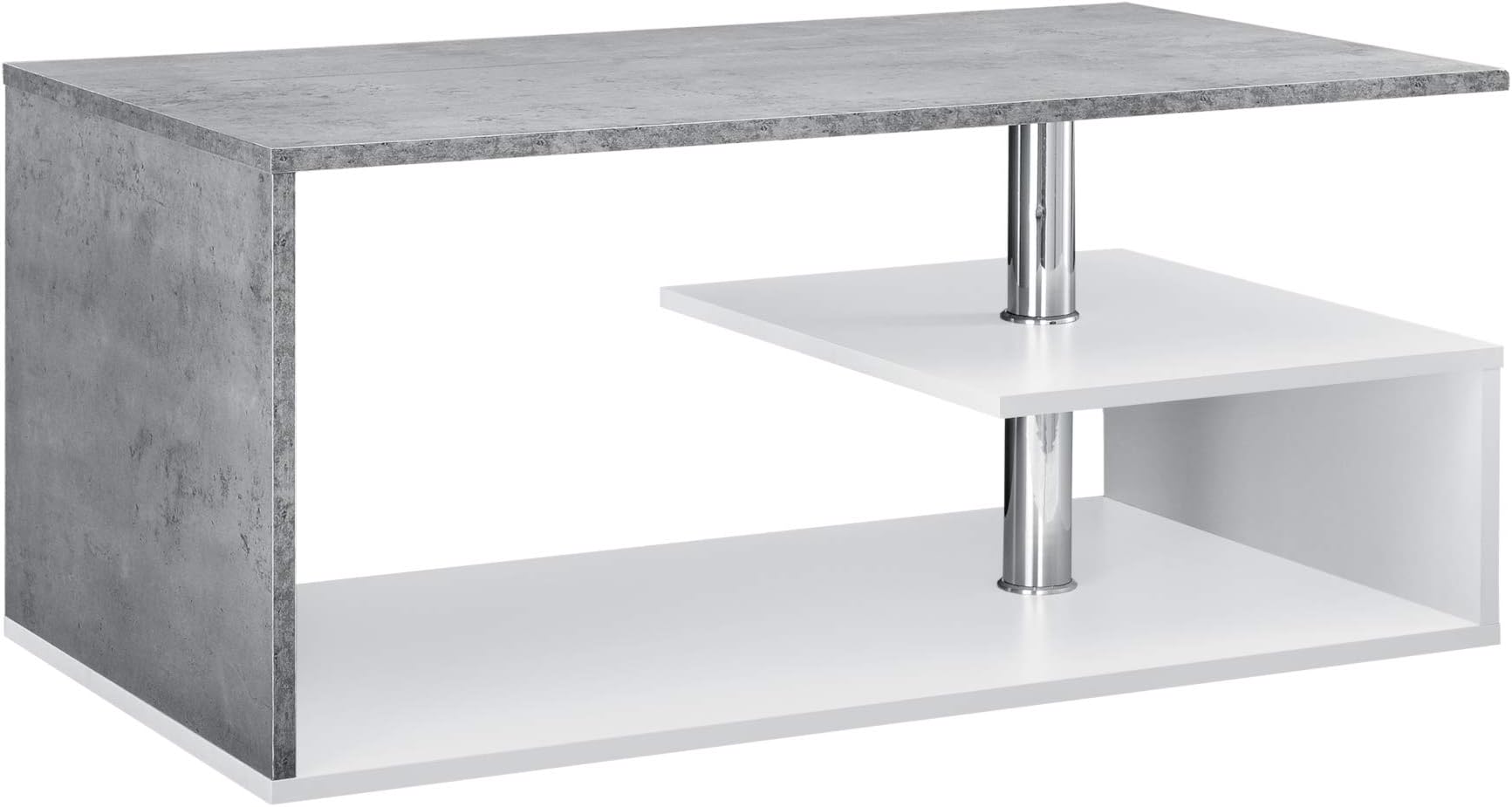 Tavolino Da Salotto Rettangolare Effetto Cemento 90x45x35cm Con Contenitore Laterale - Foto 7