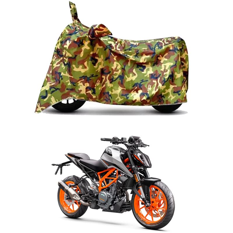 Image of Waterproof 100% PVC Coated Full Bike Scooty Two Wheeler Body Cover Compatible for KTM 390 Duke /UV-Rays /Heat Protection /Birds Dropping /Scratchproof /Dust Proof /All Varients[6X6 Jungle Print]