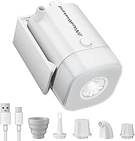 Vista 1 de THE WEEKEND Bomba de aire portátil para acampar y viajar: infla y desinfla rápidamente con linterna LED integrada, perfecta para colchones de aire