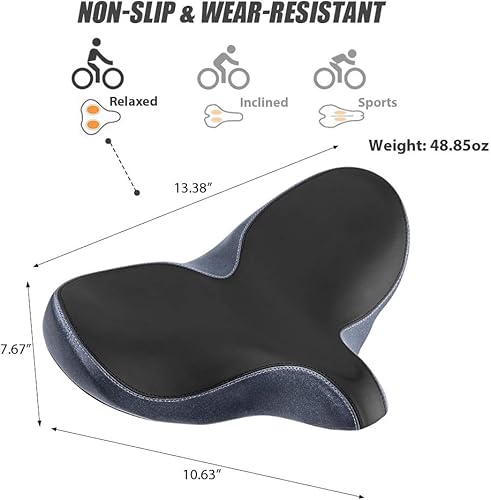 Miniatura 9 de YLG -Asiento para bicicleta de tamaño extragrande, cómodo, repuesto de espuma viscoelástica, suave, impermeable y de ajuste universal, asiento de