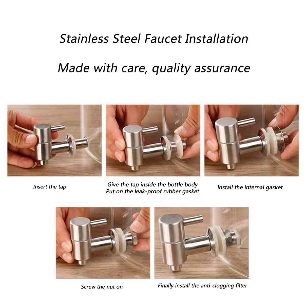 Dispenser per bevande con rubinetto e supporto in legno, bottiglia di succo in vetro per feste, dispenser per bevande con supporto, elegante e funzionale