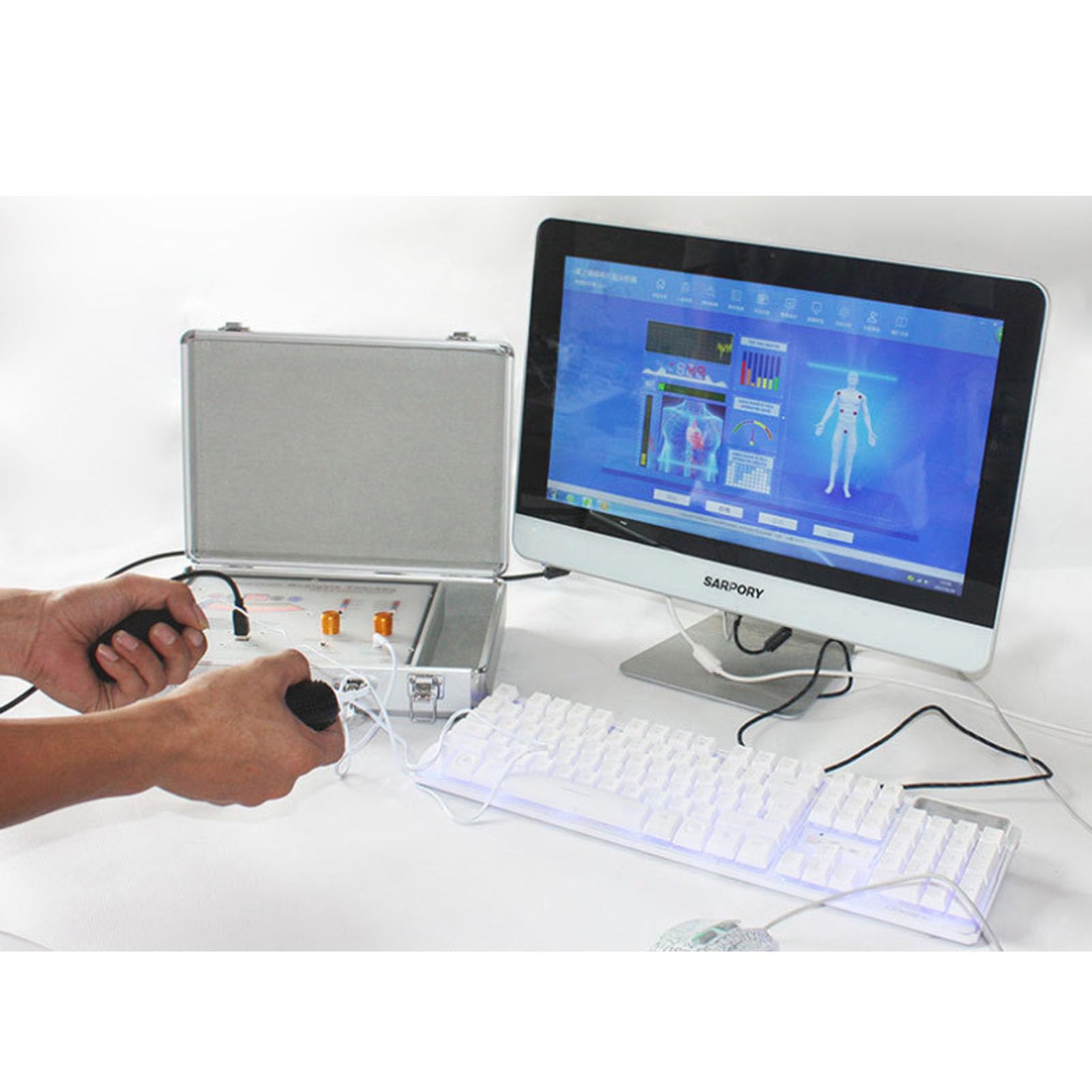 Quantum Resonanz Magnetisch Analysator Set, Hand-Touch-Körpergesundheitsanalysator, 3D-dynamische Mehrsprachige Ganzkörperunterstützungsfür Zuhause Und Büro