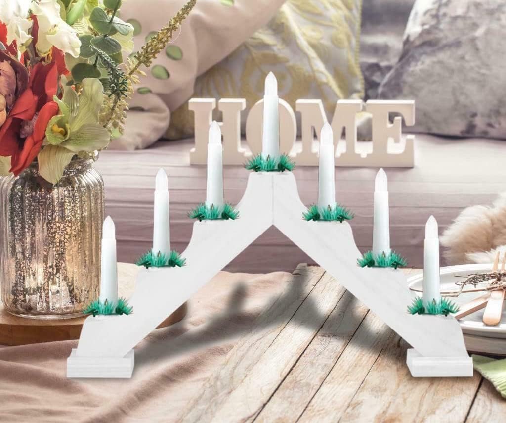 ADEPTNA Stunning Traditional Wooden Candle Bridge Warm White 7 LED Xmas