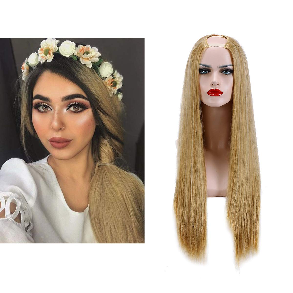 Sarla Straight Clip In U Part Half Wig For White Desertcart