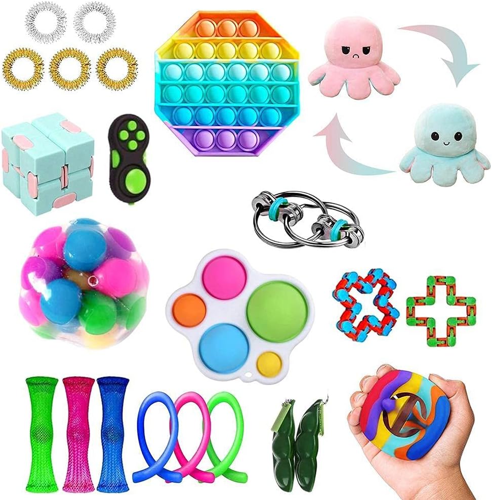 T Y G F 23pcs ストレス解消 グッズ セット スクイーズ おもちゃ プッシュポップ ストレス発散 リラックス 玩具 プチプチ フィジェット 指遊び 癒し 握る 潰す 減圧 暇つぶし 子供 大人 人気 プレゼント 1 Faz Co Zm