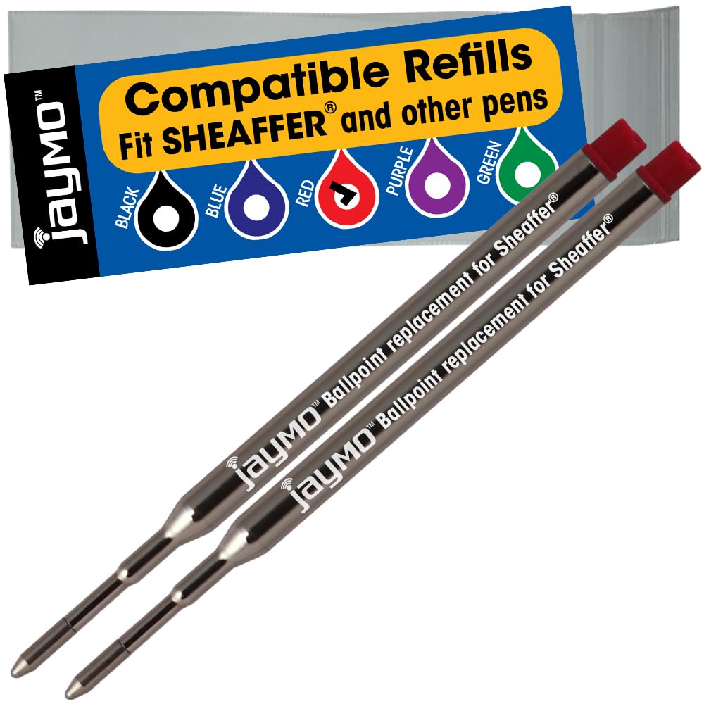 Jaymo Replacement for Sheaffer K 99335/99325 - Measures 3.75 in / 95 mm Long - Ballpoint Pen Refill - 2 Red
